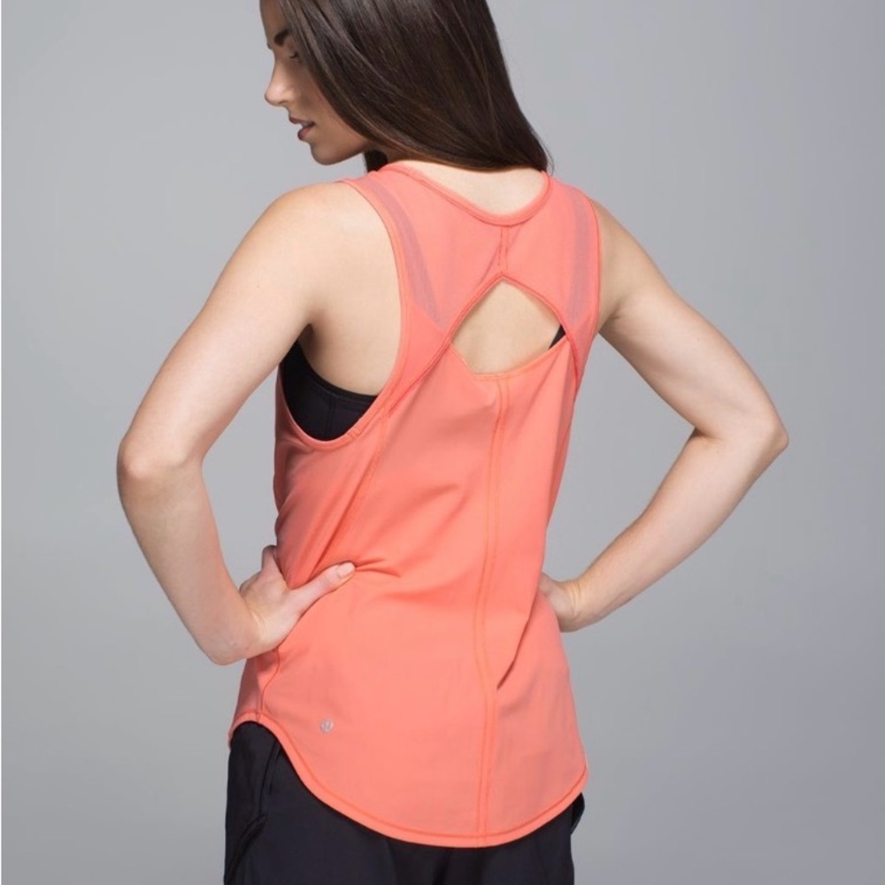 Lululemon Sculpt Tank Coral Sz L Mesh Sporty Run Workout
